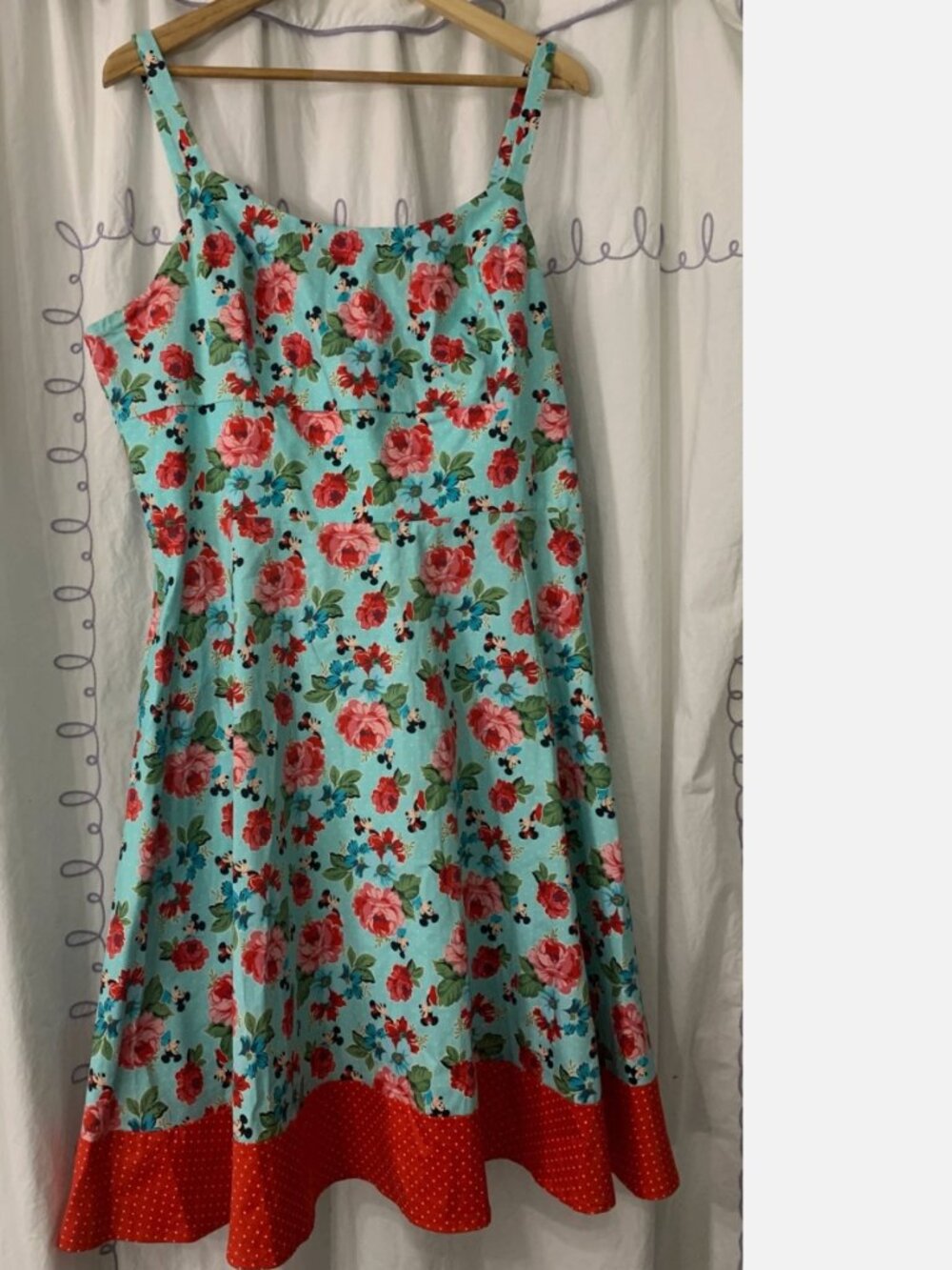 Disney Dress Shop Minnie Mouse Floral Blue Red Disney Parks Retro Dress XL